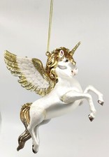 5.75" Unicorn Ornament w Gold Wings Glitter Accents