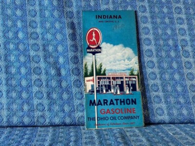 1956 Marathon Gasoline Indiana & Central U.S. Original Road Map