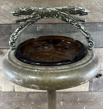 Antique Cast Iron Greyhound Dog Smoke Stand Ash Tray