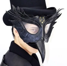 New Steampunk Men Face Mask Leather Plague Doctor Bird Long Nose Halloween Party