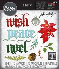 New Sizzix Thinlits Holiday Classic 666716 12pk Retail 20.99 Tim Holtz Vault
