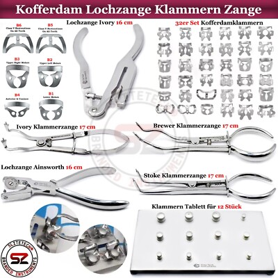 Kofferdam Lochzange Ainsworth Brewer Klammern Endodontie Ivory Zahnzange Dental