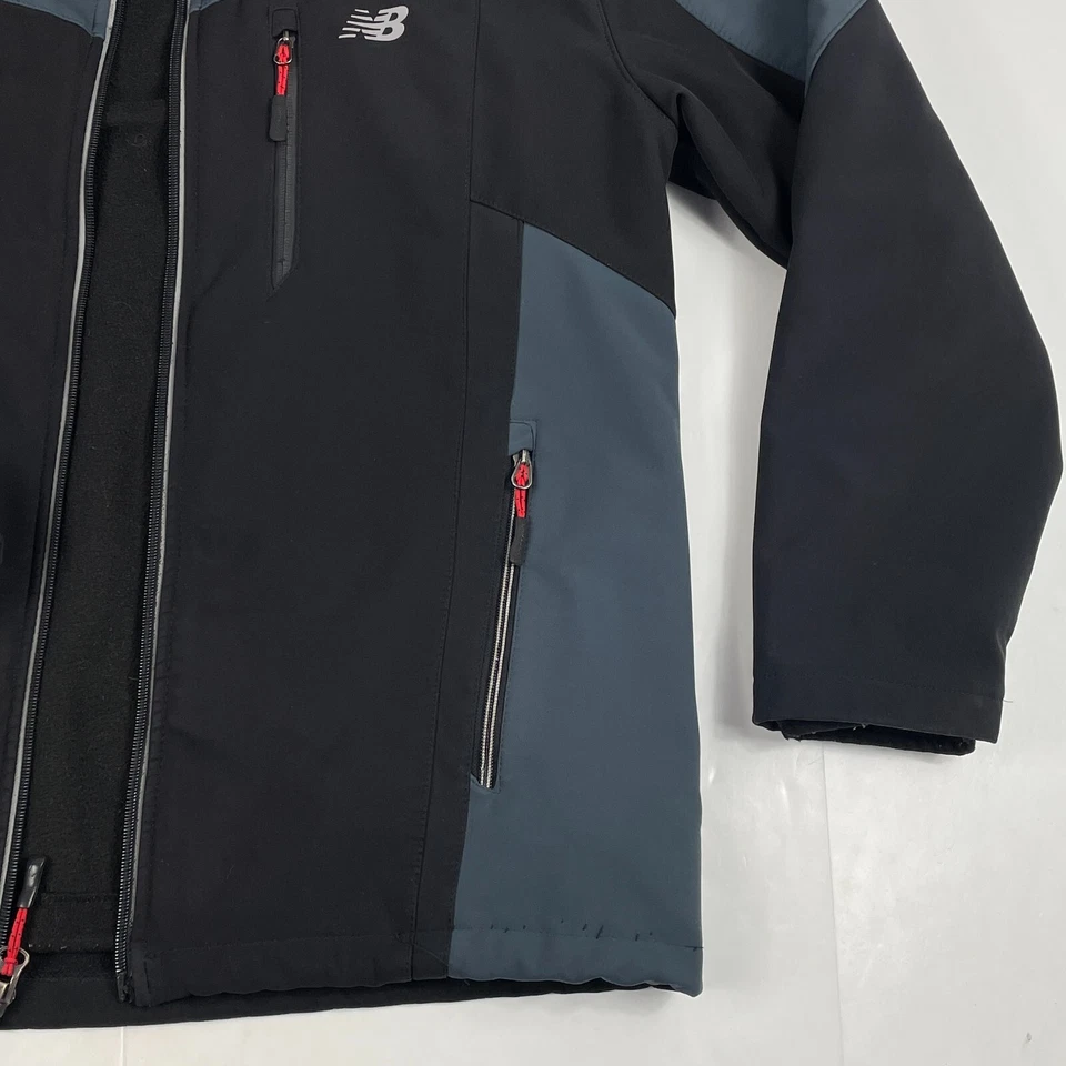 New Balance Jacket Mens Medium Black Hooded 3-1 Full Zip Fleece Liner Ski Hiking - Image 4 of 4