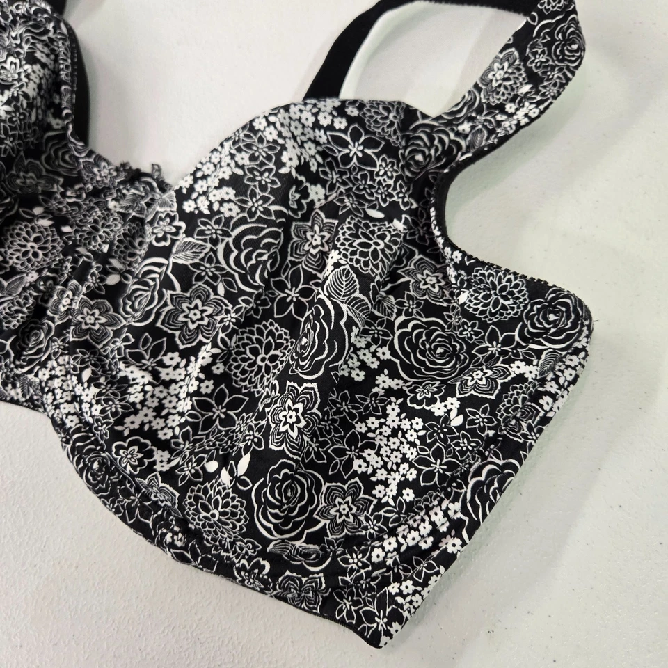 Sujetador Comfort Choice para mujer 44DDD negro floral sin forro con aros correas ajustables Foto 3 de 4
