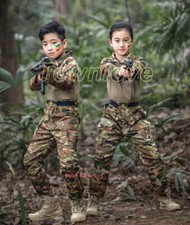 Kids Camo Tactical Combat Uniform Sets Army Shirt  Pants Military Suit