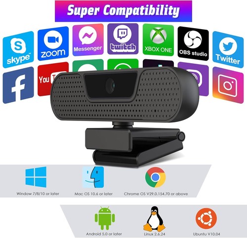 4K Webcam UHD Autofokus mit Stereo 4 Mikrofon Datenschutzschutz Plug&Play 85°Sic - Bild 6 von 7