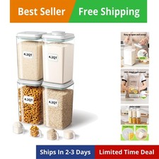 Contenitore ermetico per alimenti con coperchio pop e misurino da 130 ml, 4 L/4,2 qt *4 BPA-F...