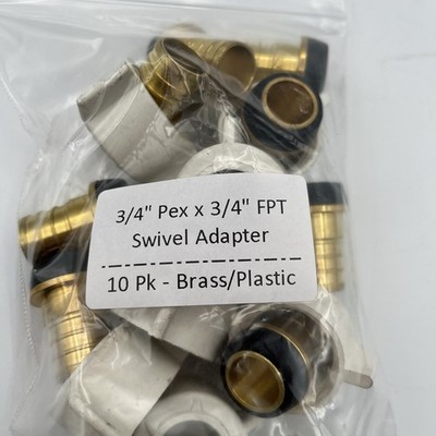 NEW!! 10 Pk 3/4'' Pex x 3/4'' Female FPT Swivel Adapter Aqua Plumb Lead Free Brass