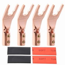 4Pcs Red Copper Speaker Cable Spade Connector Terminal Plug connector