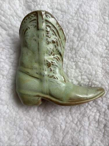 Vintage  Frankoma pottery cowboy boot vase or planter.