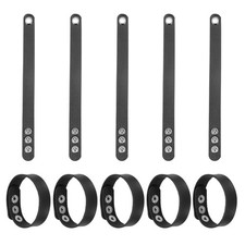 10 Pcs Plain Leather Bracelets Leather Snap Bracelets, Black