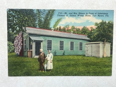 B2519 Vintage Postcard Mr And Mrs Edison Front Of Laboratory Fort Myers FL