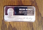 Franklin Mint Presidential Ingot McKinley 1000 grains .925 Silver (2 oz)