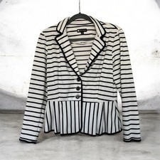Valerie Bertinelli Nautical Stripe Jacket Women's Size Medium Blue White Blazer
