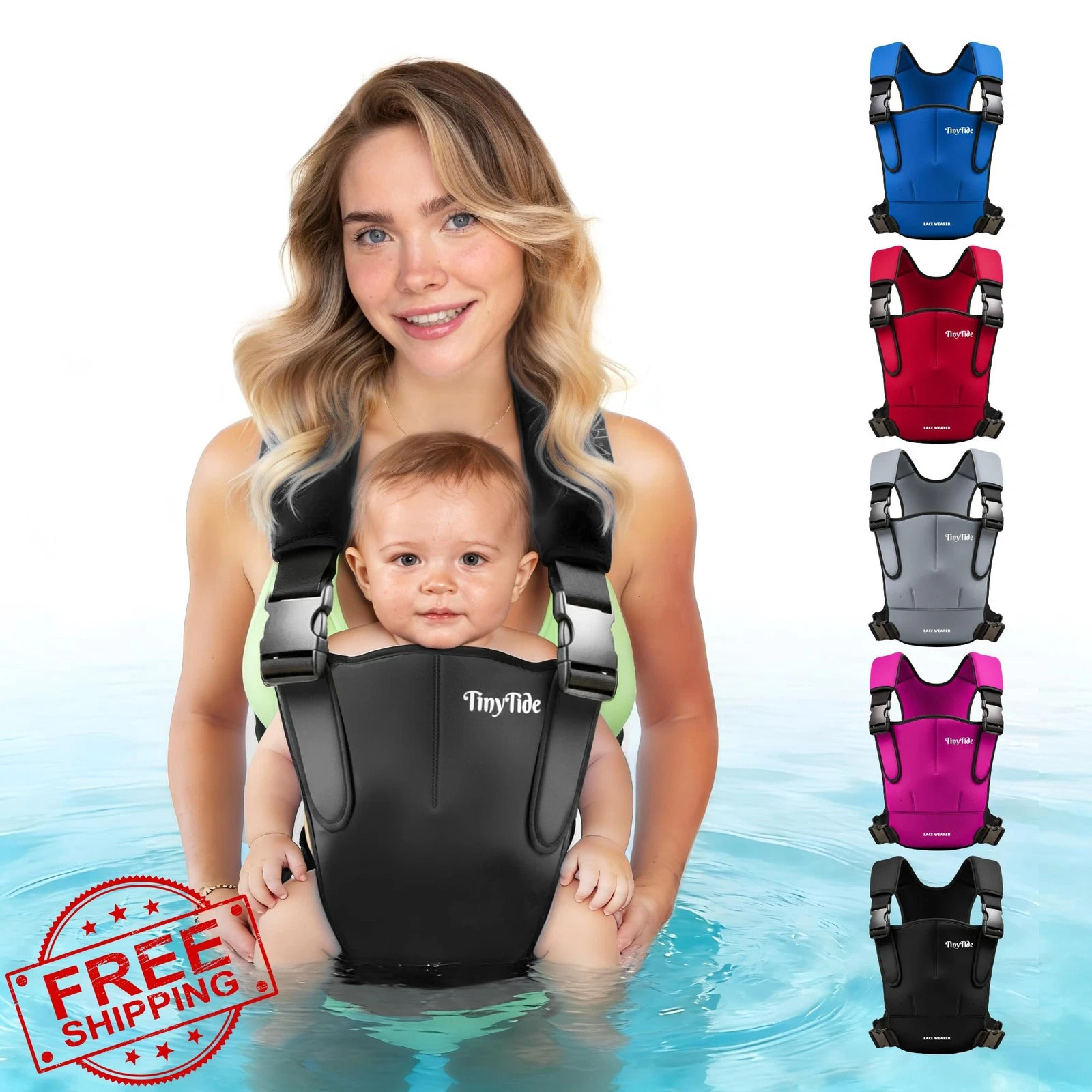 TinyTide Baby Carrier Black 4-15kg