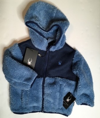 SPYDER BABY TODDLER SHERPA FLEECE ZIPPERED HOODIE Szs 12-18 & 24M BLUE NWT