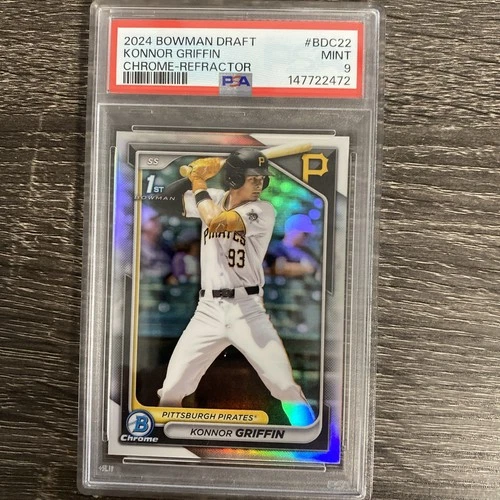 2024 Bowman Draft Chrome Refractor KONNOR GRIFFIN #BDC-22 PSA 9 Pirates 1st