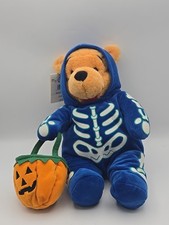 Disney Store Winnie The Pooh Halloween 13" Plush Doll Skeleton Costume Pumpkin