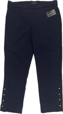 Counterparts CP Women’s Pull On Stretch Pants Navy Ankle Gold Button Hem Size 16