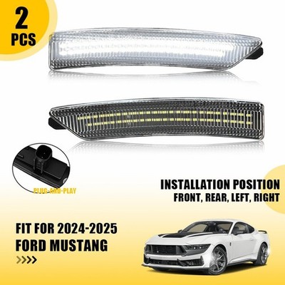 2 LED Front/Rear Bumper Reflector Side Marker Light For Ford Mustang 2024-2025 E