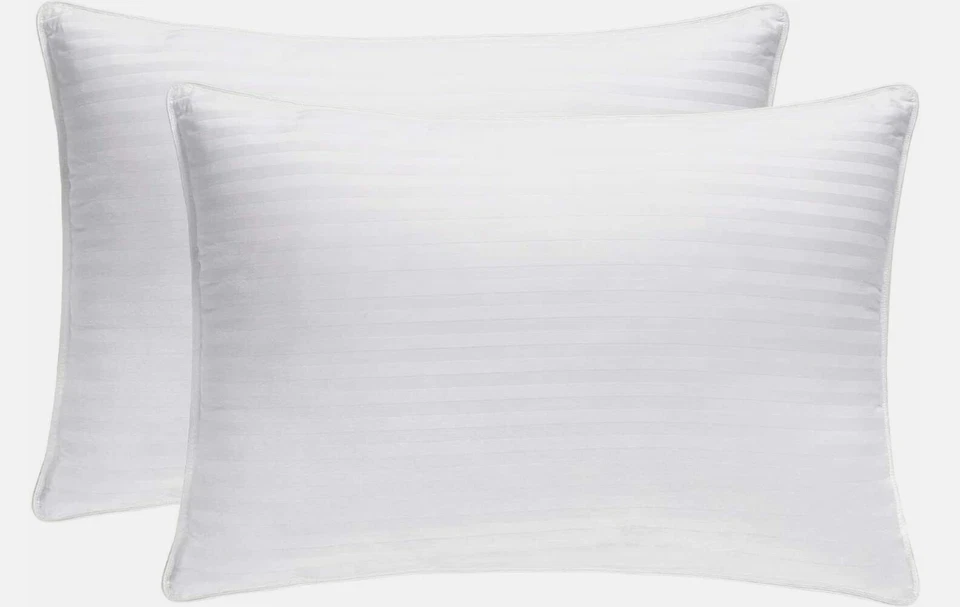 COMFY NIGHTS Extra Filled Pillows 2 Pack Hotel Quality Firm Deluxe Egyptian Stripe Comfort