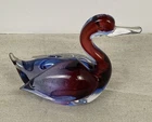 VTG Murano Glass Duck Purple Blue Venetian Sommerso Figurine Mid-Century 6" L
