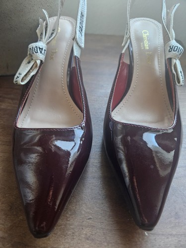 Christian Dior Burgundy Patent Leather J'aDior Slingback Pumps EU 41 US 10 - Imagen 2 de 15