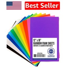 Multipack Rainbow Foam Sheets 12 Pack, 12" X 18", Perfect for Scrapbooking Fun