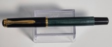 Pelikan 400 Fountain Pen Green Striped 14K Gold Nib F Size Piston Needs Repair