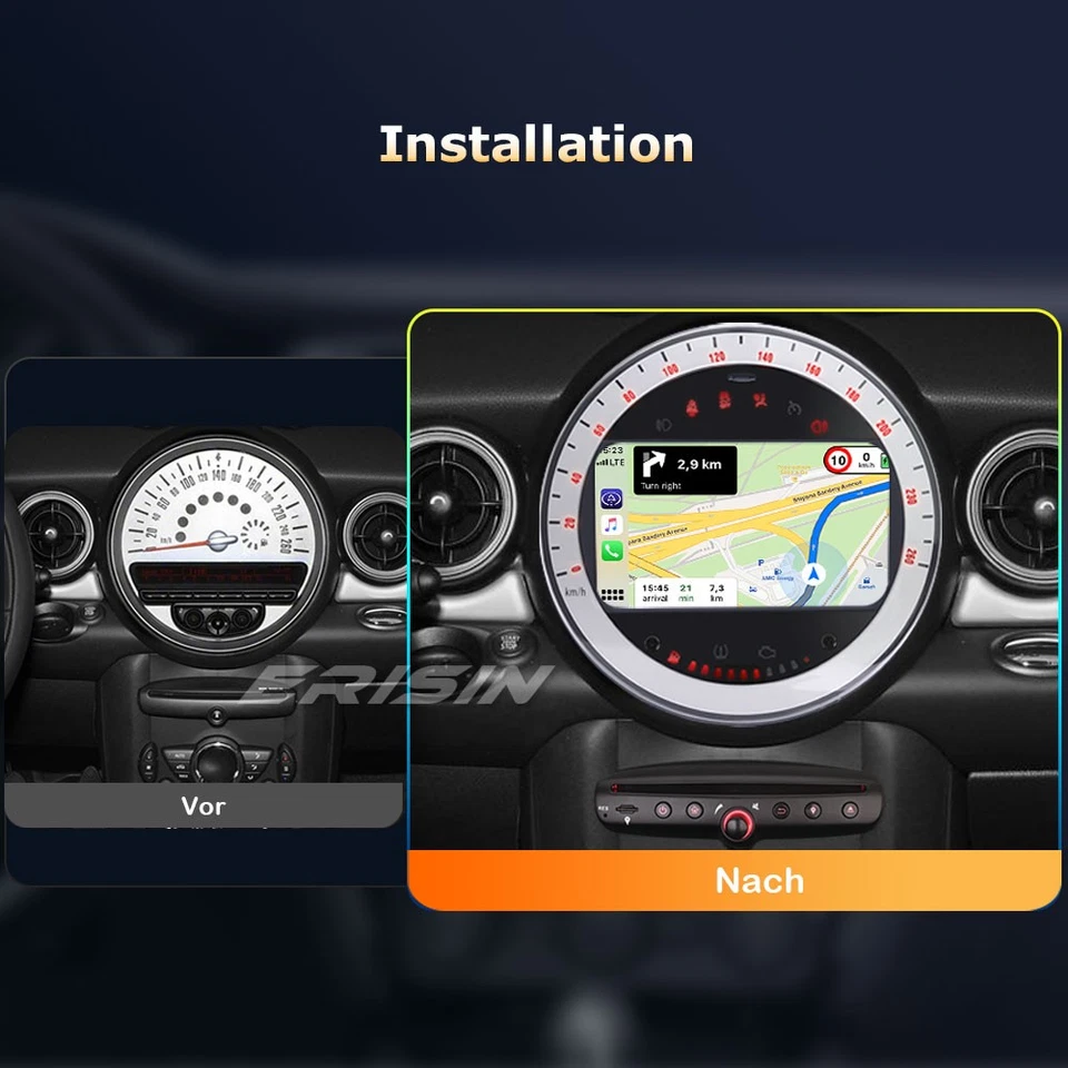 8 Kern Android 14 BMW Mini Cooper Autoradio CarPlay DSP WiFi DAB+ 4GB+64GB Navi - Bild 3 von 4