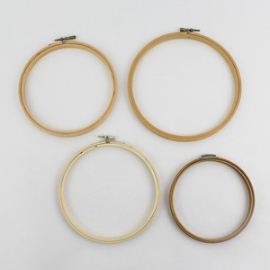Lot of 4 Circular Wooden Embroidery Hoops 5"-7"