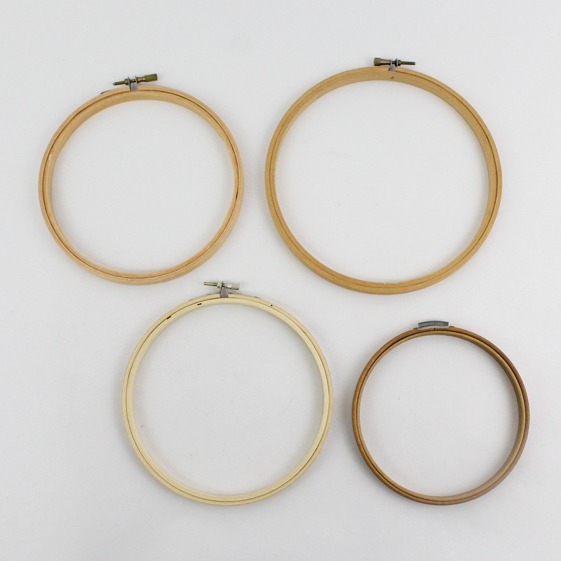 Lot of 4 Circular Wooden Embroidery Hoops 5"-7"