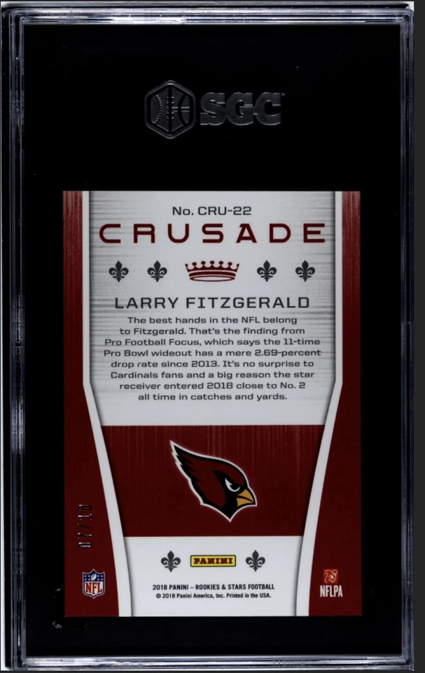 2018 RC’S & STARS CRUSADE GOLD /10 LARRY FITZGERALD SGC 10 POP 1 - Image 2 of 2