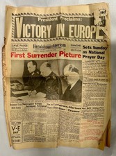 Vintage Chicago Herald American May 8th 1945 Newspaper Victory In Europe (A10)
