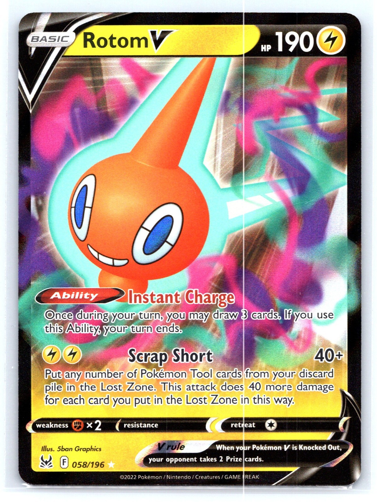 Rotom V - 058/196 - #58 - Ultra Rare - Pokemon Sword & Shield: Lost Origin