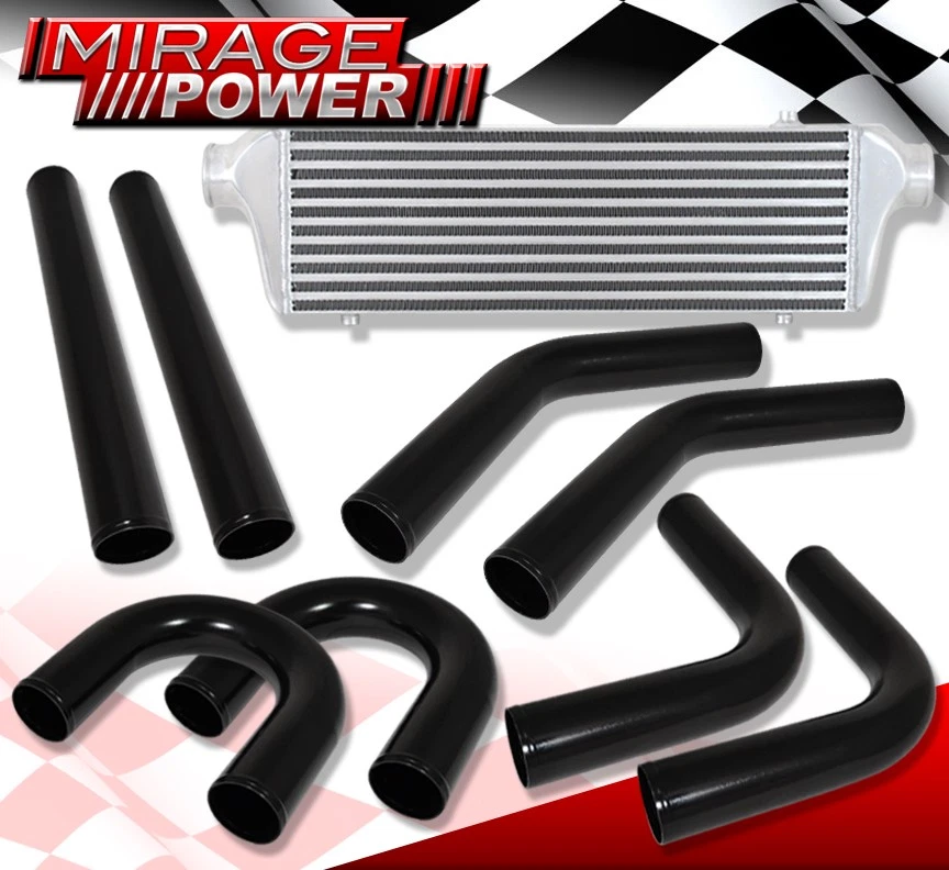 27.5" X 2.7" X 7" Aluminum Intercooler+2.5"Diy Polished Piping Kit+Coupler Foto 2 de 4