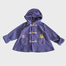 Y2K Vintage Sesame Street Big Bird Zoe Toddler Fleece Pea Coat Hoodie Purple 24M