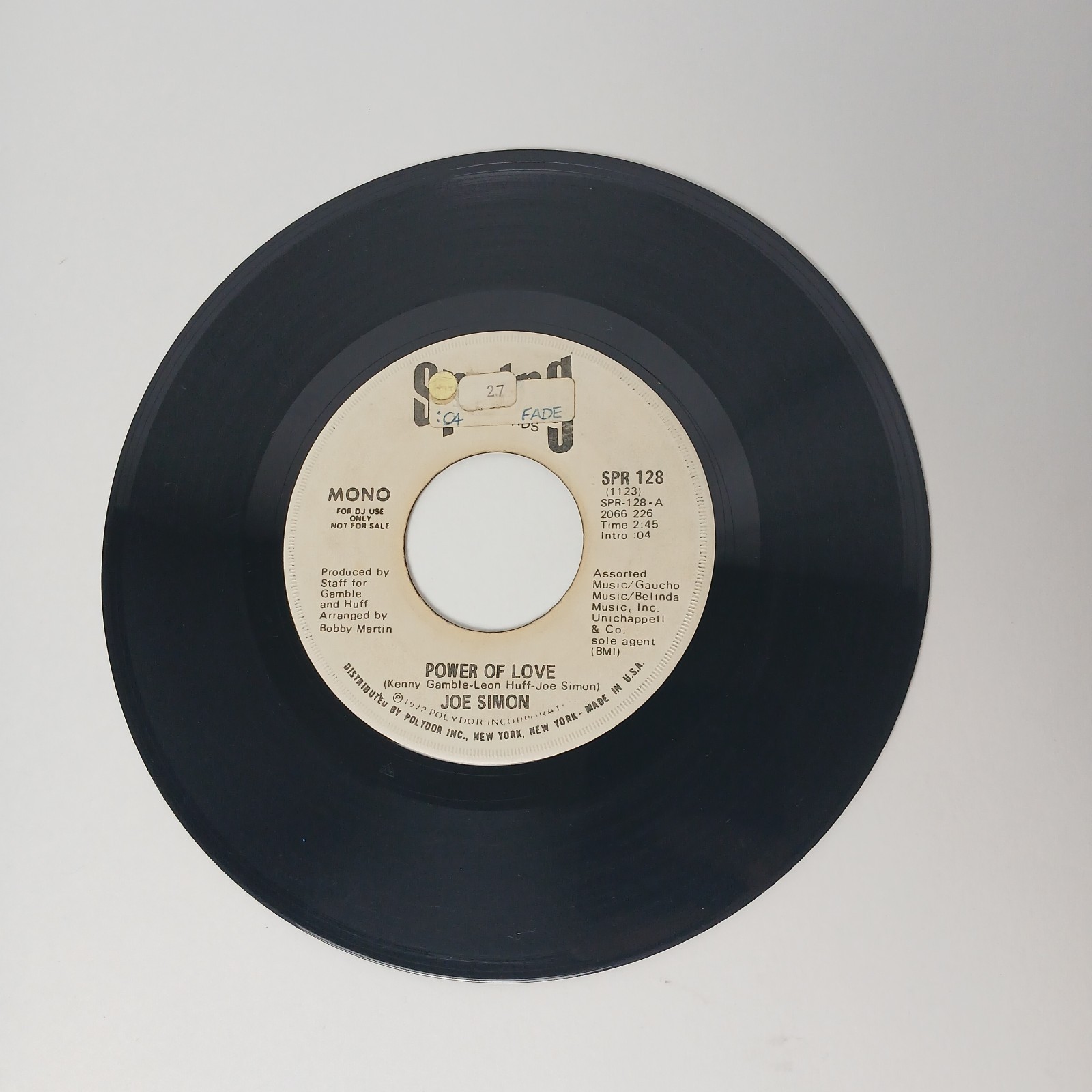 Joe Simon – Power Of Love 45 rpm record Promotional Copy