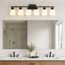 38" 6 Lights Vanity Light Bathroom Mirror Wall Lamp Milk Glass Shade LED Fixture