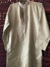 Green Men's Kurta Size 40 Traditional Indian Pakistani Tunic
