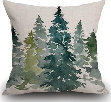 Image of Smooffly Cushion Cover 45 x 45 cm,Watercolor Tree Pillow cover Cotton and Lin