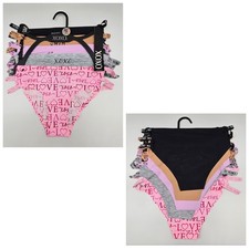 XOXO 5 Pack Women's S M L XL Microfiber Side Straps Bikini Black Beige Purple