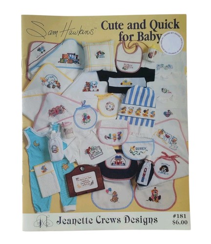 7 Vtg Baby Children Theme Cross Stitch Pattern Booklets Bibs Prayer Birth Record - Picture 12 of 19