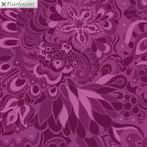 Jubilee Silver Quilt Fabric FLORAL PLUM 5493P-66 By Amanda Murphy  - Afbeelding 1 van 1