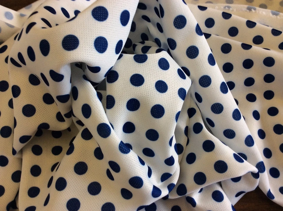 BLUE POLKA DOT POLY-KNIT-62 INCH WIDE--1 3/4 YARDS - Image 2 of 2