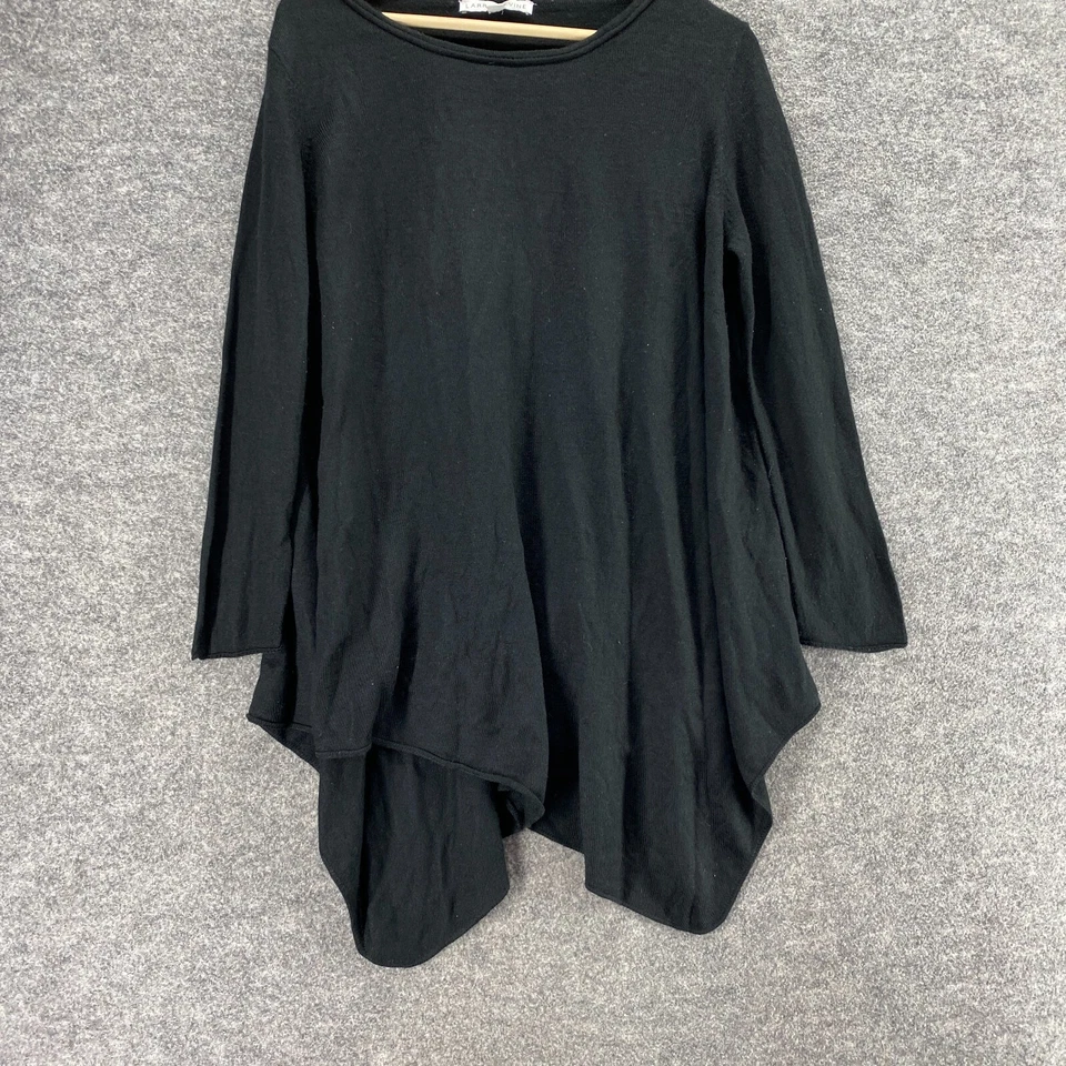 Suéter pulôver feminino Larry Levine M médio preto manga longa gola redonda malha - Imagem 4 de 4