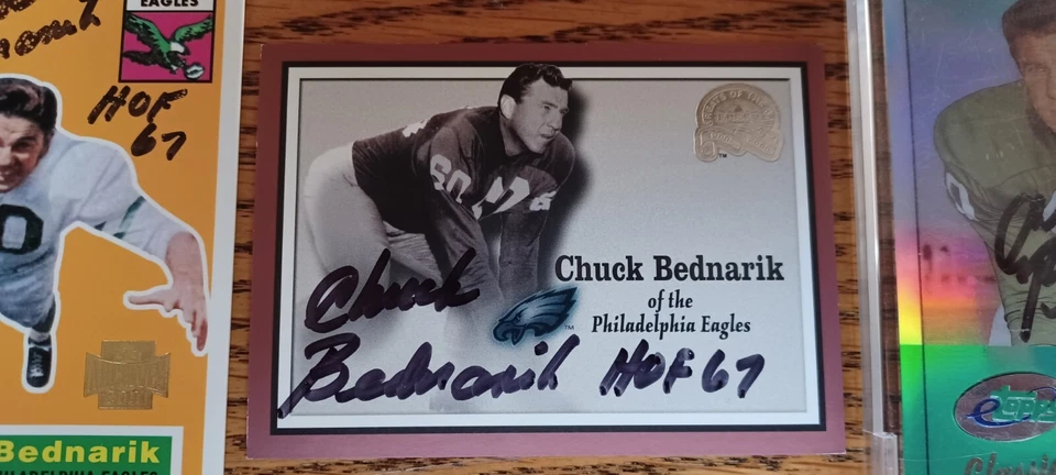 Chuck Bednarik 2000 2001 Topps Fleer etopps Signed Auto Autograph Card - Image 2 of 4