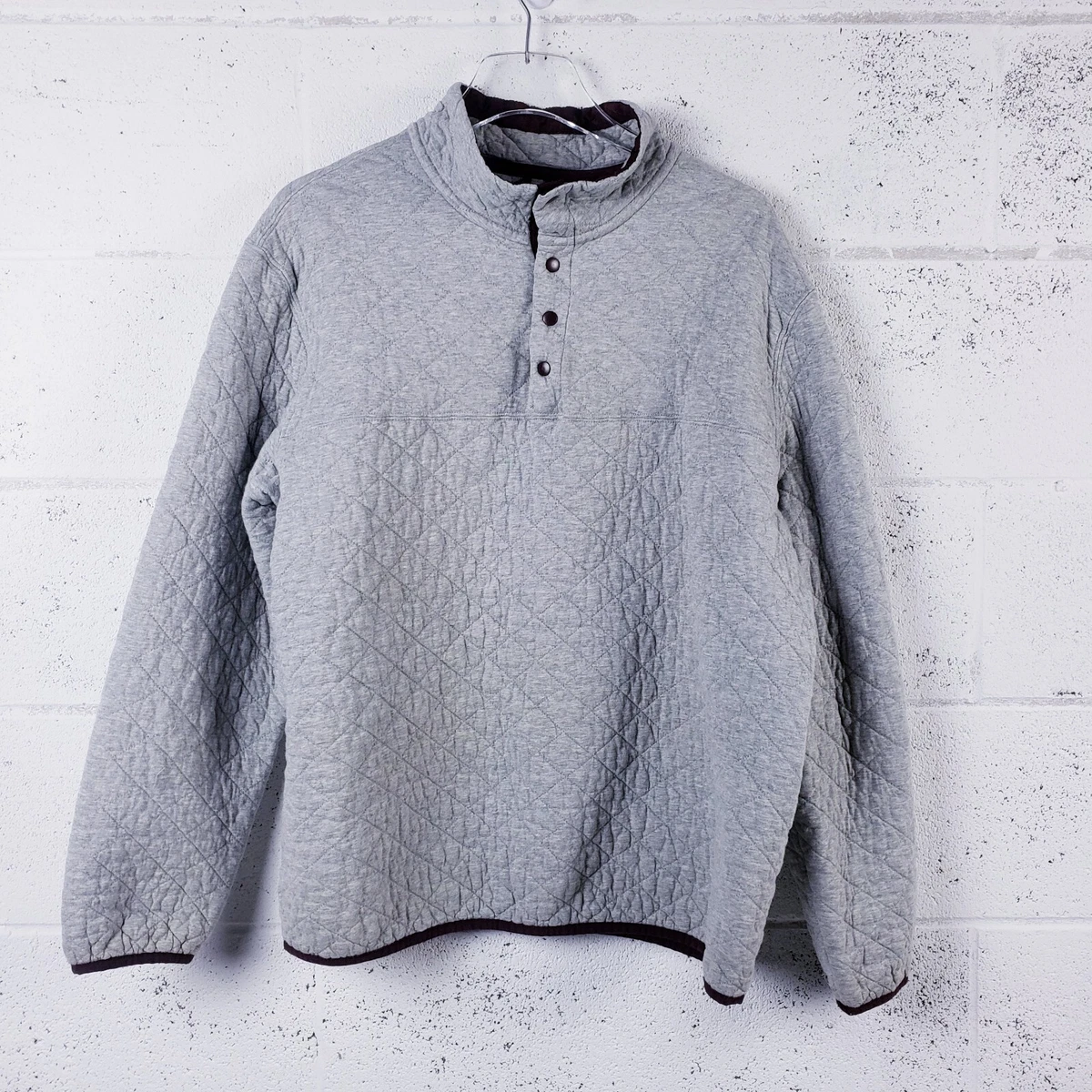 Merona Womens Snap T Quilted Pullover Sweatshirt Jacket Gray Cotton Size XL  | eBay