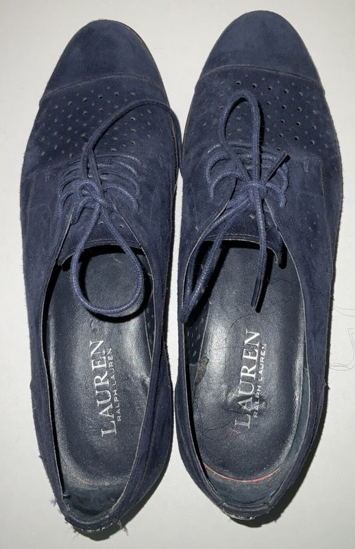 Lauren by Ralph Lauren Oxfords Blue suede dress shoes size 7.5 Preppy