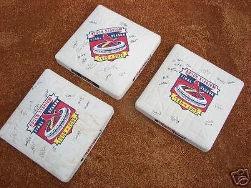 BUSCH STADIUM FINAL GAME BASES ST. LOUIS CARDINALS ALBERT PUJOLS AUTOGRAPH SIGN